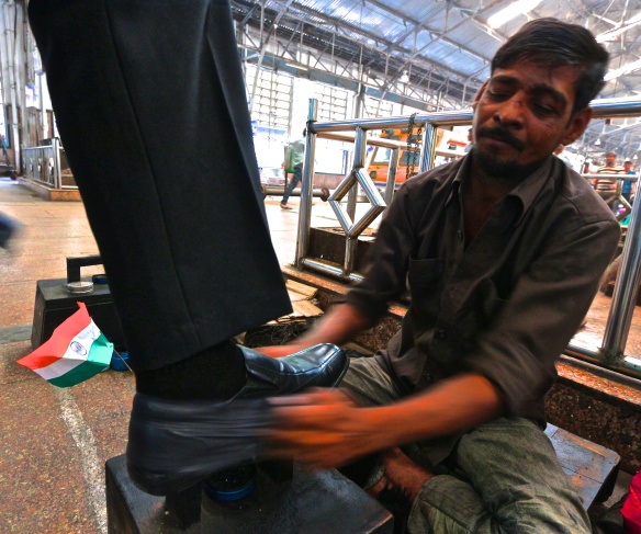 Shoe-shiners at Mumbai's Churchgate Station